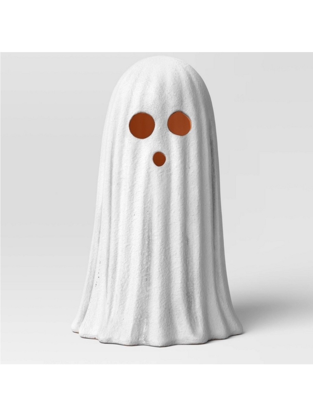 9" Hyde and EEK! Terracotta Textured Ghost Ceramic Matte White Large Halloween